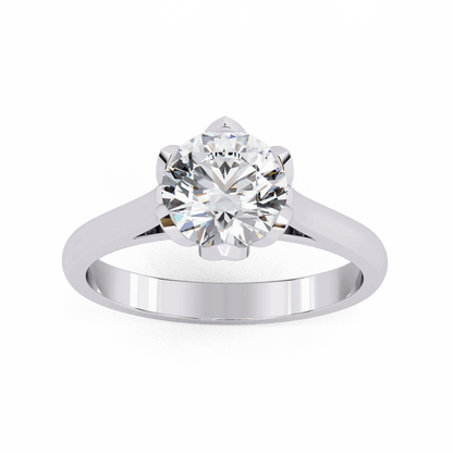 Solitaire Diamond Ring with Floral Basket Setting | Elegant Engagement Ring