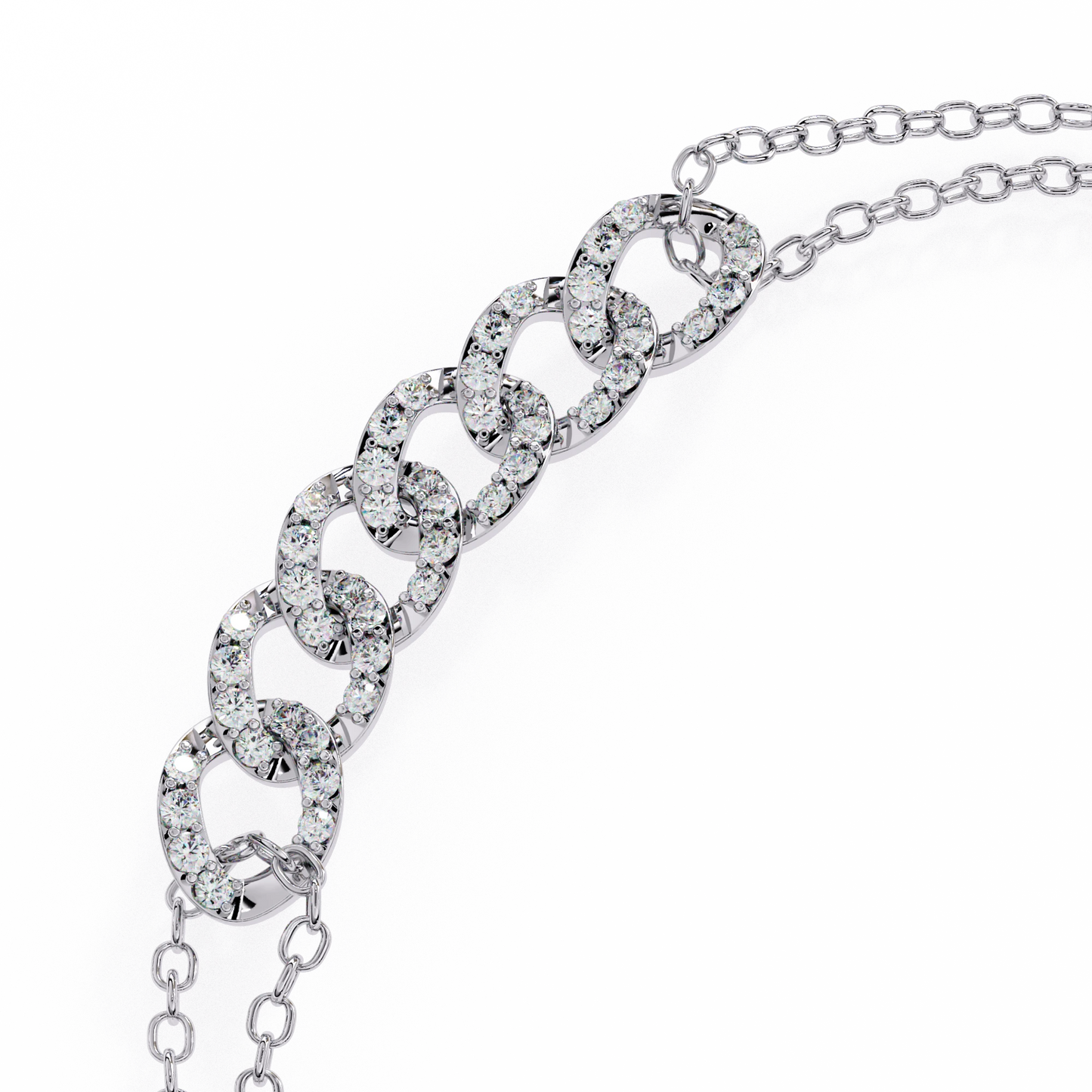 dazzling double chain bracelet with crystal-embellished links