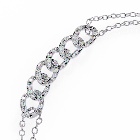 Dazzling Double Chain Bracelet with Crystal-Embellished Links