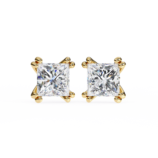 Princess-Cut Diamond Stud Earrings with Classic 4-Prong Setting