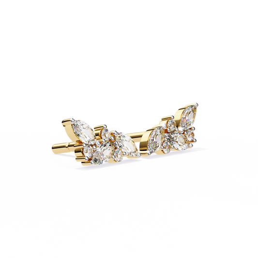 Stylish Diamond Cluster Earrings with Marquise and Round